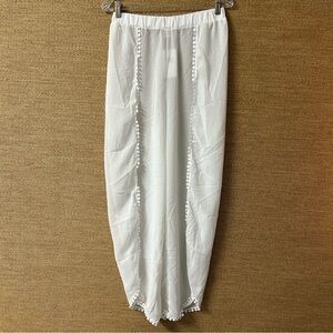 Bon Voyage Coverup Pants Womens Medium White Sheer Chiffon NWT